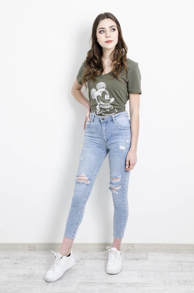 SPODNIE JEANSOWE PUSH UP Z PRZETARCIAMY