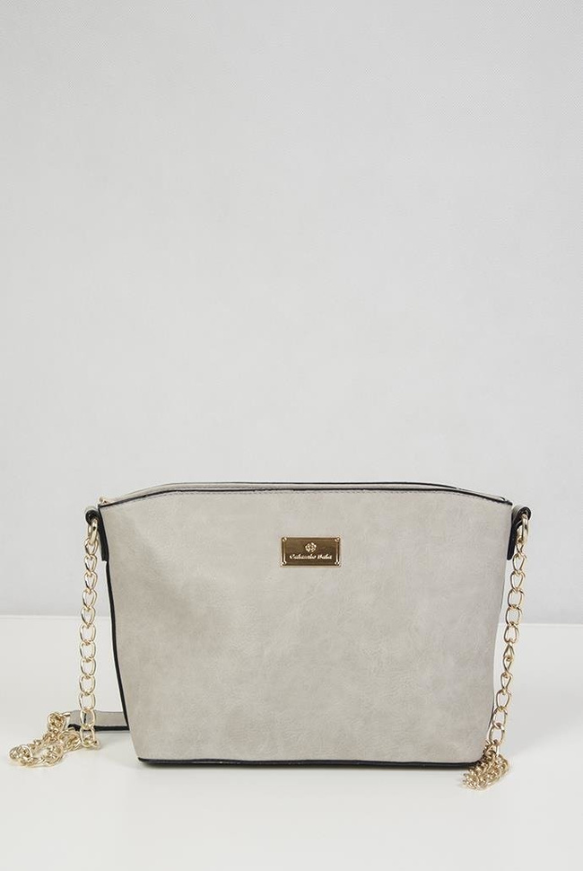 Szara torebka na złotym łańcuszku