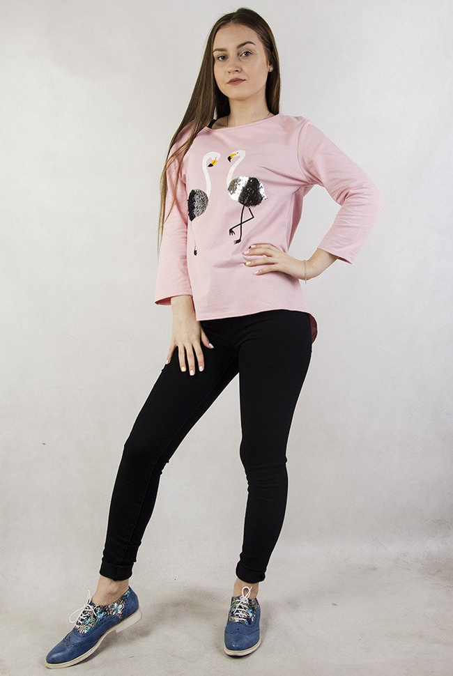 Różowa bluzka z flamingami 
