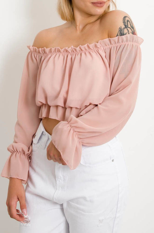  HISZPANKA CROP TOP -PUDROWY RÓŻ