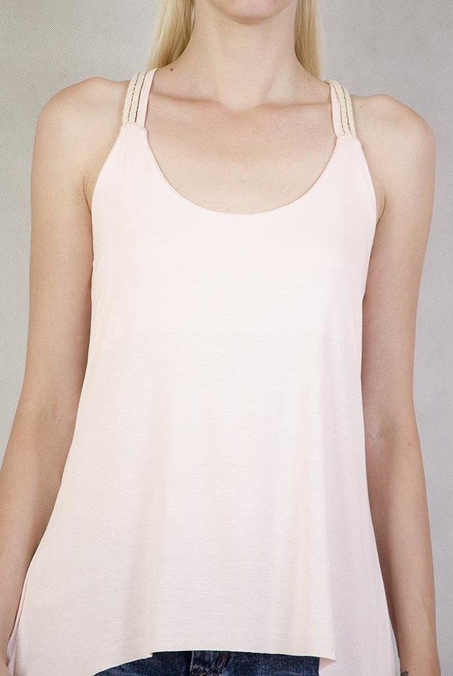 Asymetryczna bluzka z węzłem na plecach różowa