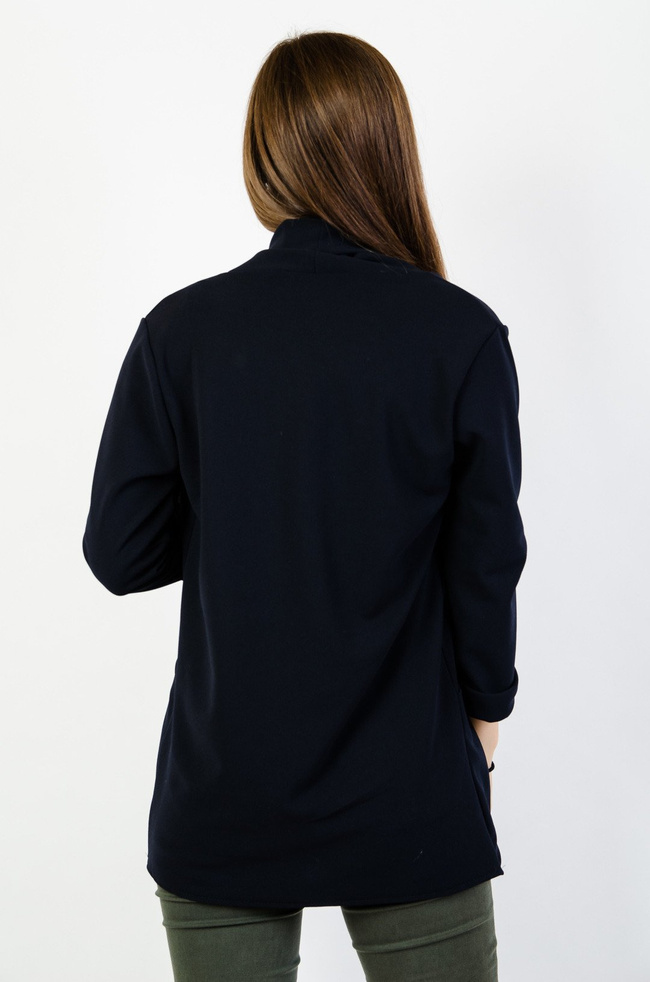 Granatowa narzuta-marynarka z zakładką 