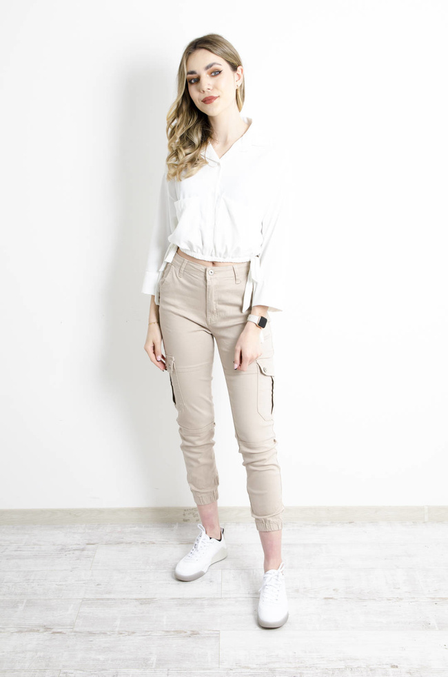 KOSZULA KRÓTKA ZE ŚCIĄGACZEM- BIAŁA