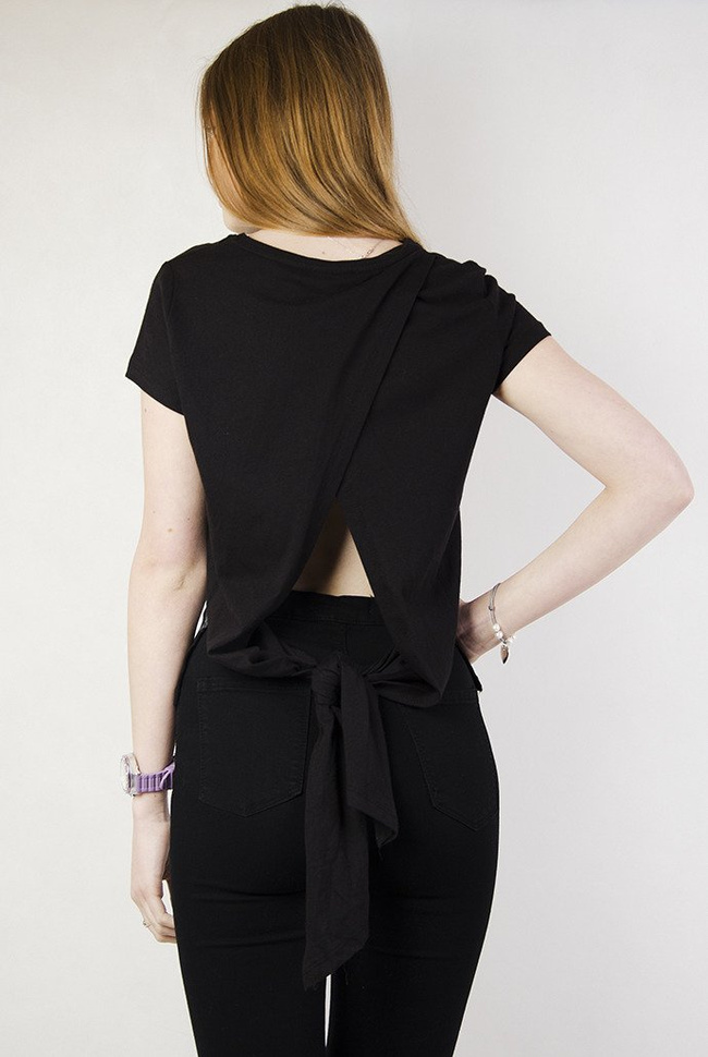 Bluzka z lwem wiązana z tyłu czarna