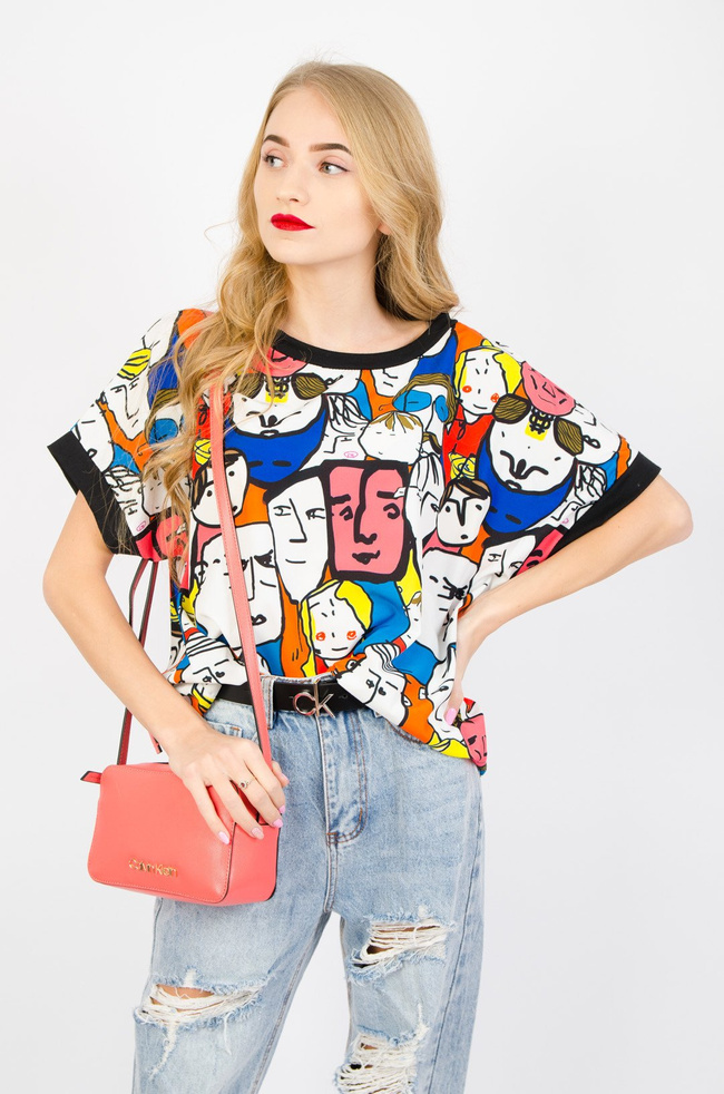 KOLOROWY T-SHIRT OVERSIZE