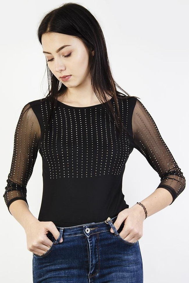 Czarne, siatkowane body z cyrkoniami