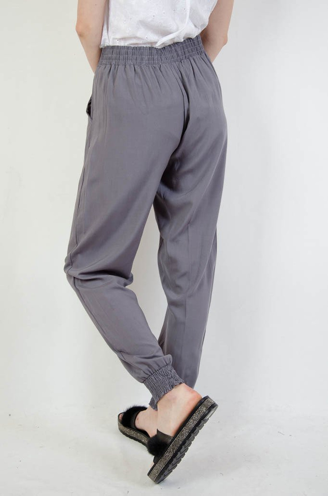 Szare spodnie alladynki ze ściągaczem