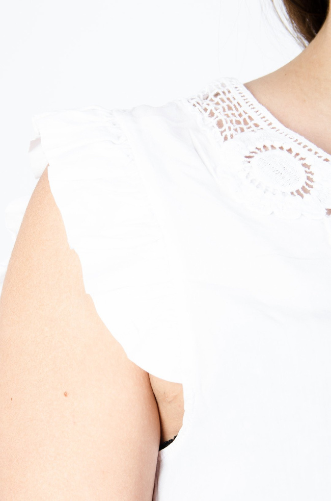 BIAŁA BLUZKA Z AŻUROWYMI WSTAWKAMI