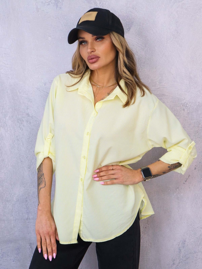 KOSZULA OVERSIZE W PASKI- ŻÓŁTA