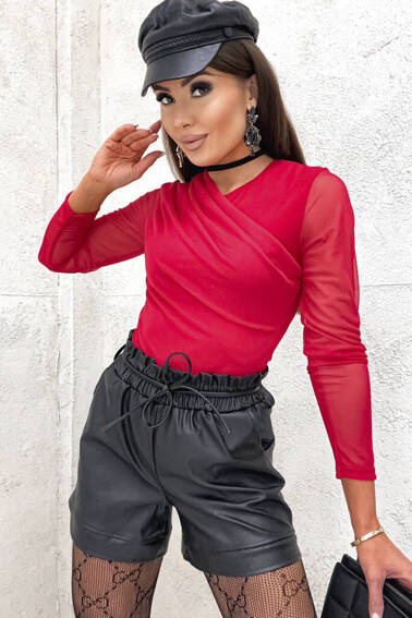 BODY Z KOPERTOWYM DEKOLTEM- CZERWONE