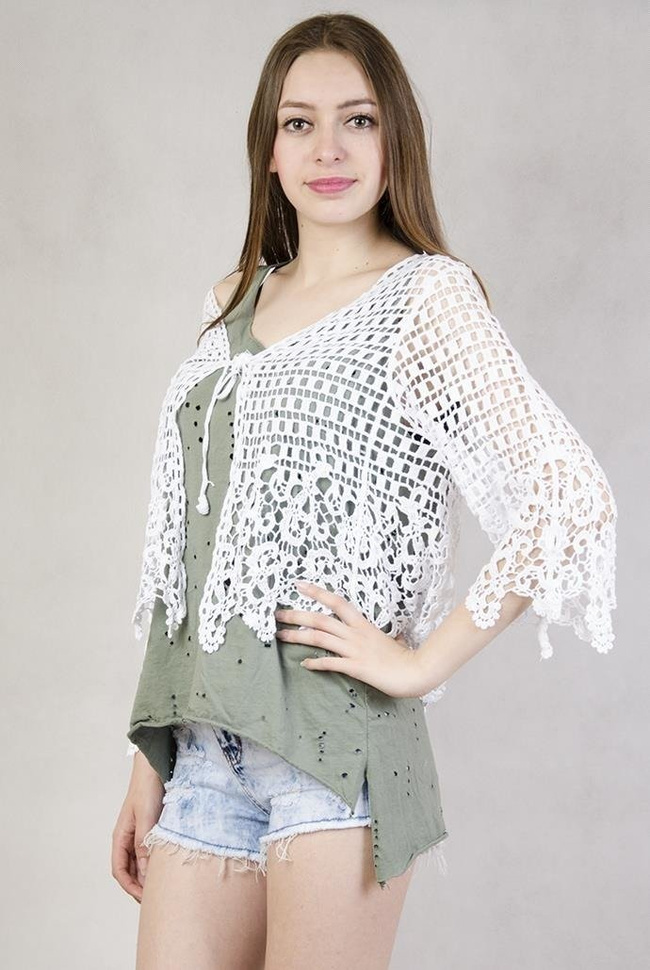 Bolerko ażurowe wiązane na sznureczek