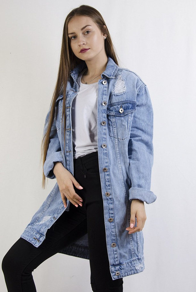 Kurtka jeansowa długa jasna