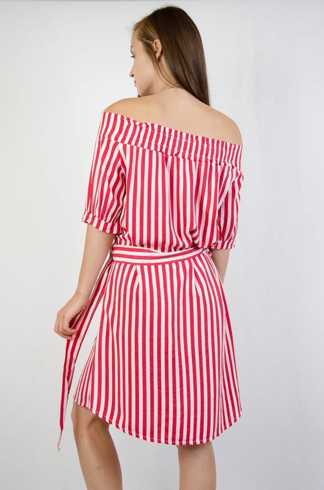 SUKIENKA HISZPANKA W BIAŁO CZERWONE PASKI