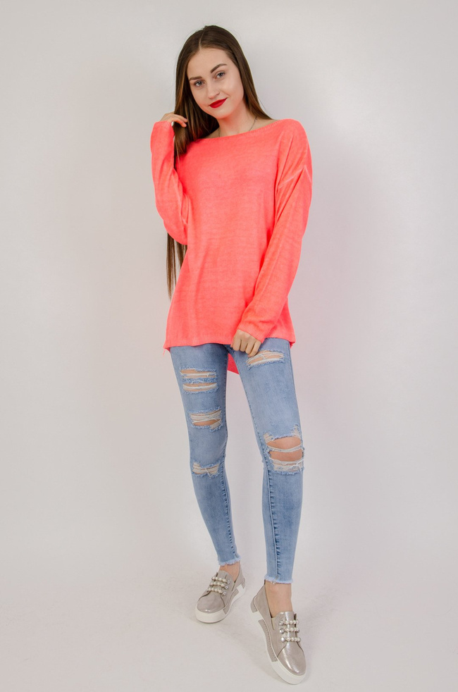  Neonowy asymetryczny sweter 