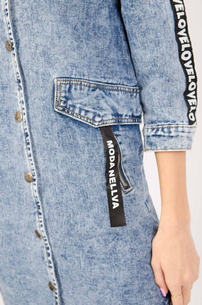 DEKATYZOWANA SUKIENKA JEANSOWA