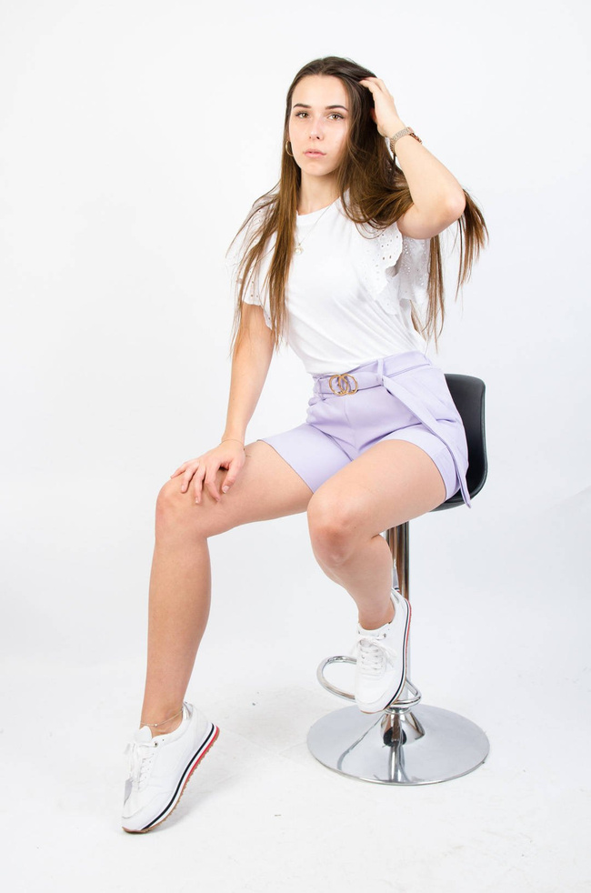 ELEGANCKIE SZORTY Z WYSOKIM STANEM -LILIOWE