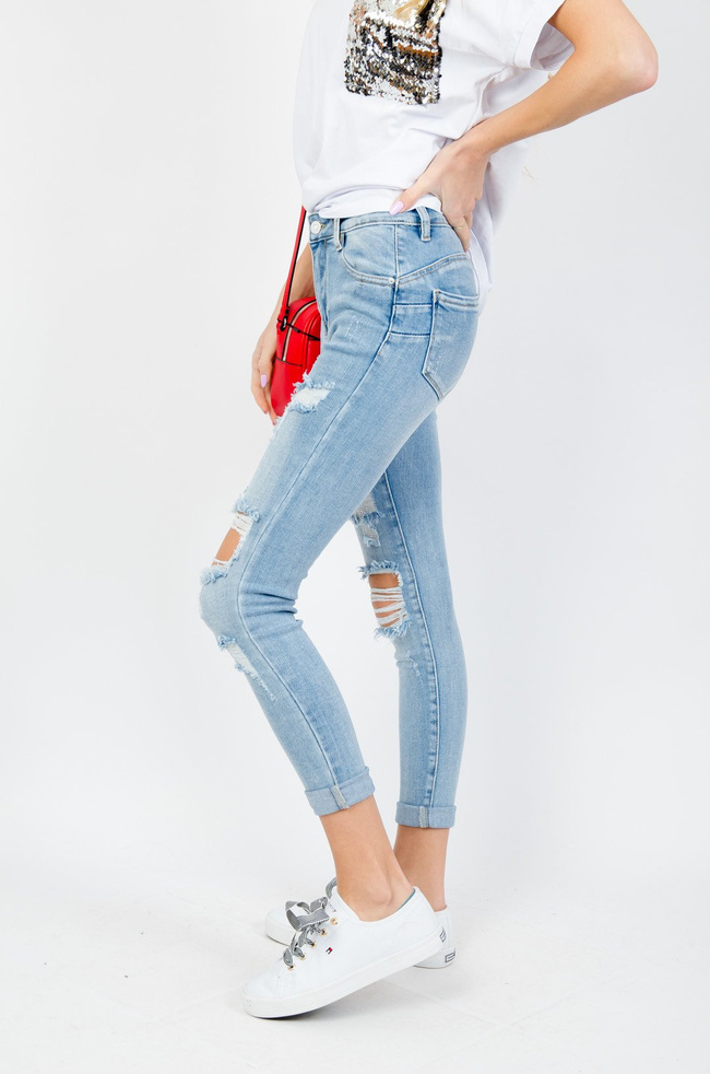 SPODNIE JEANSOWE Z DZIURAMI