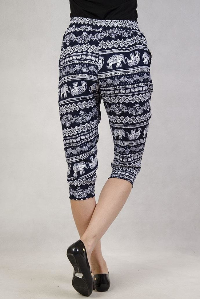 Spodnie alladynki 3/4 w słonie granatowe