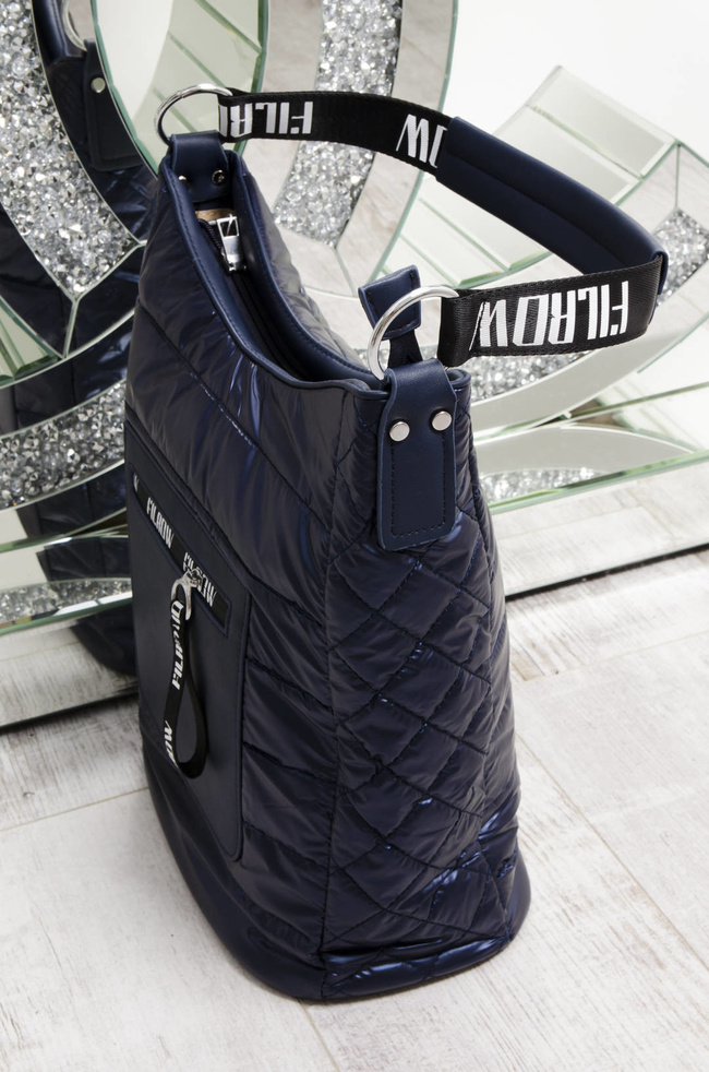 TORBA MATERIAŁOWA PIKOWANA GRANATOWA- SHOPPER