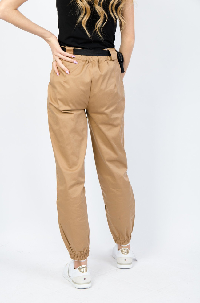 BRĄZOWE JOGGERY Z NERKĄ - WYSOKI STAN 