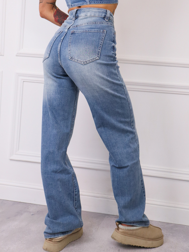 SPODNIE JEANSOWE Z WYSOKIM STANEM I SZEROKIMI NOGAWKAMI