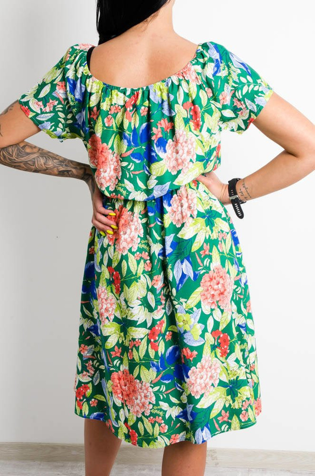 ZIELONA SUKIENKA HISZPANKA W KWIATY