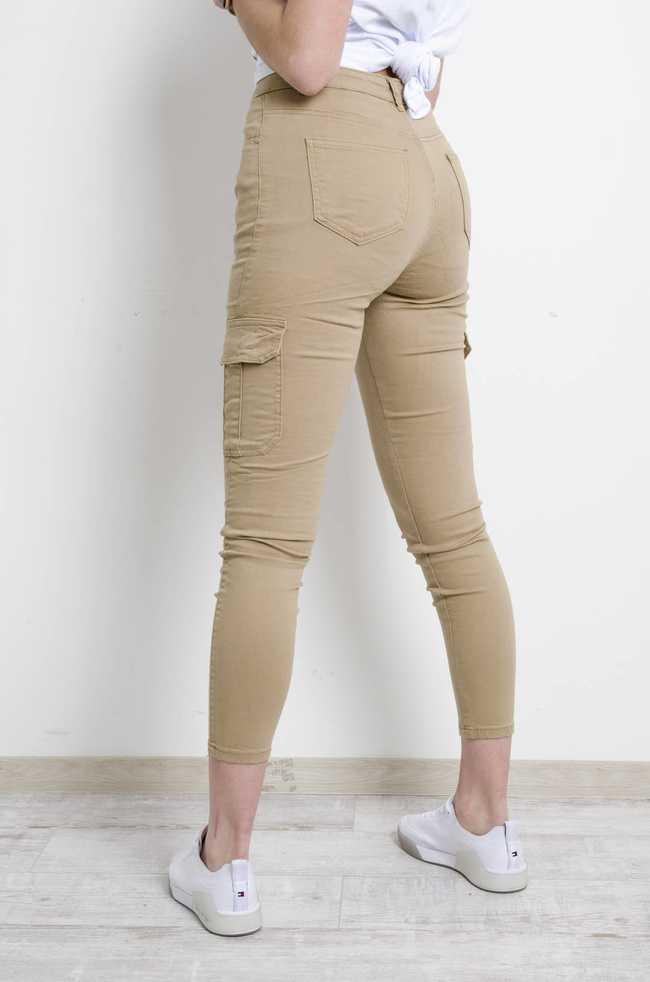 SPODNIE BOJÓWKI Z GUZIKAMI- BRĄZOWE