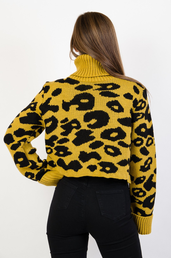 Musztardowy sweter w cętki