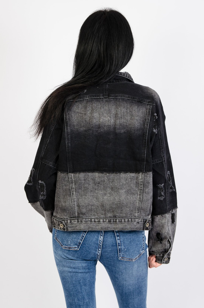 Czarno-szara kurtka jeansowa