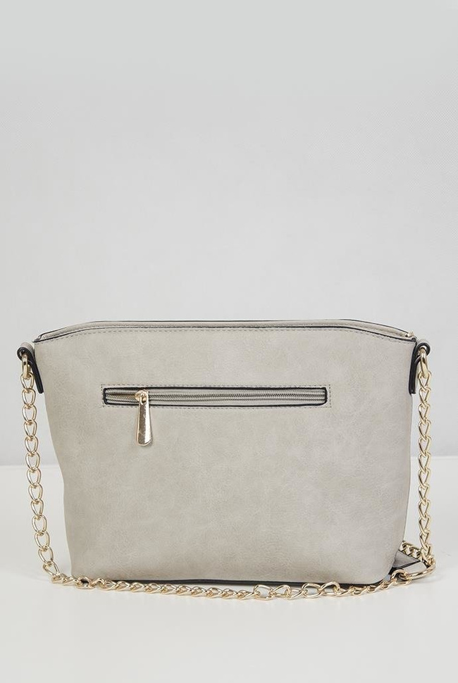 Szara torebka na złotym łańcuszku
