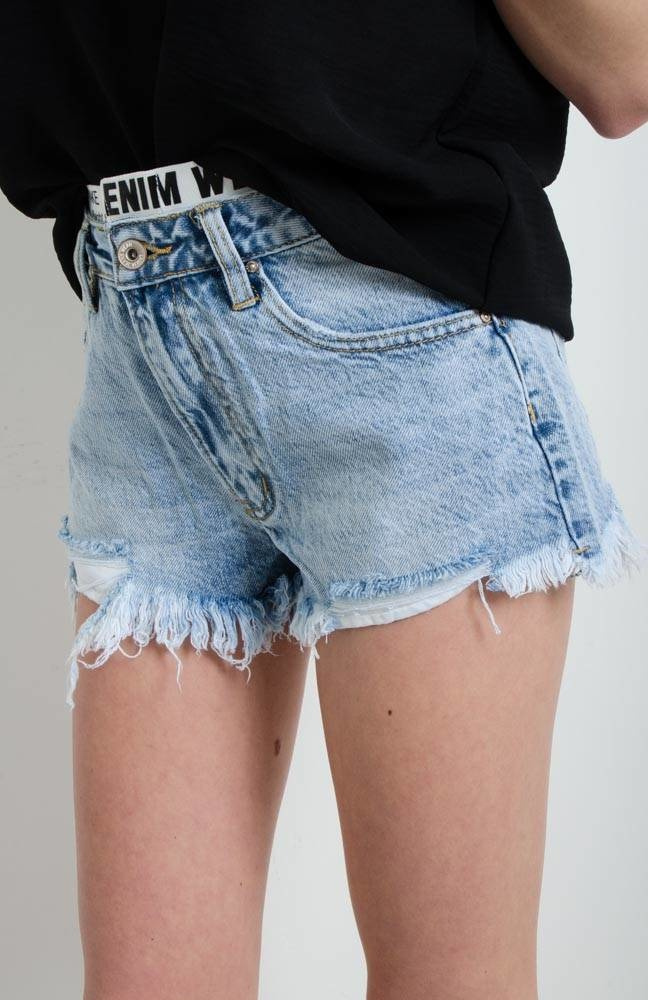 SZORTY JEANSOWE Z GUMĄ  WYSOKI STAN 