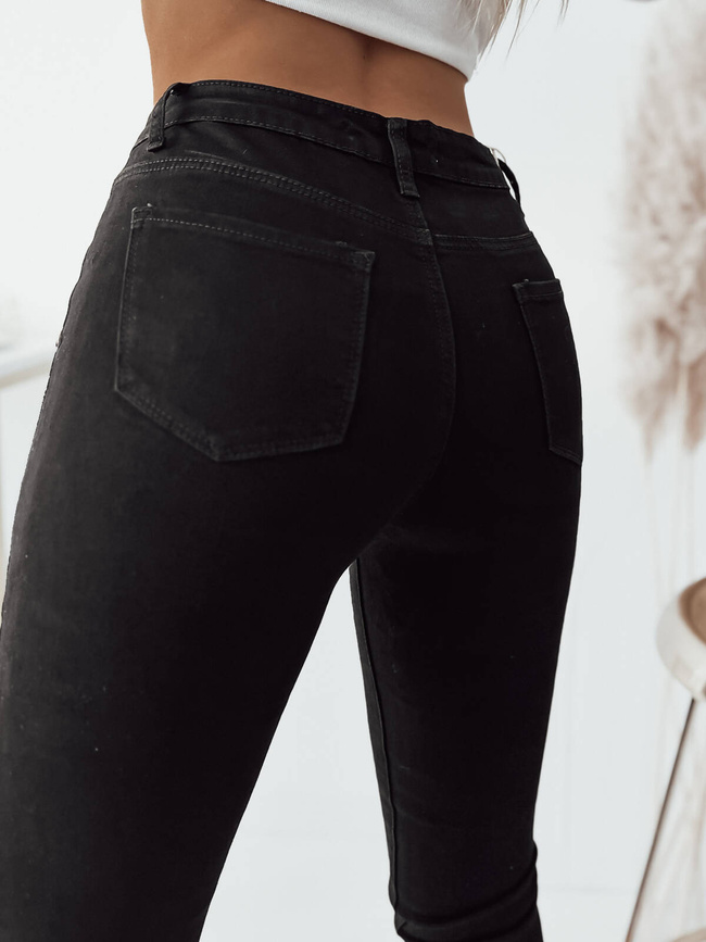 SPODNIE JEANSOWE Z OZDOBNYMI GUZIKAMI- CZARNE