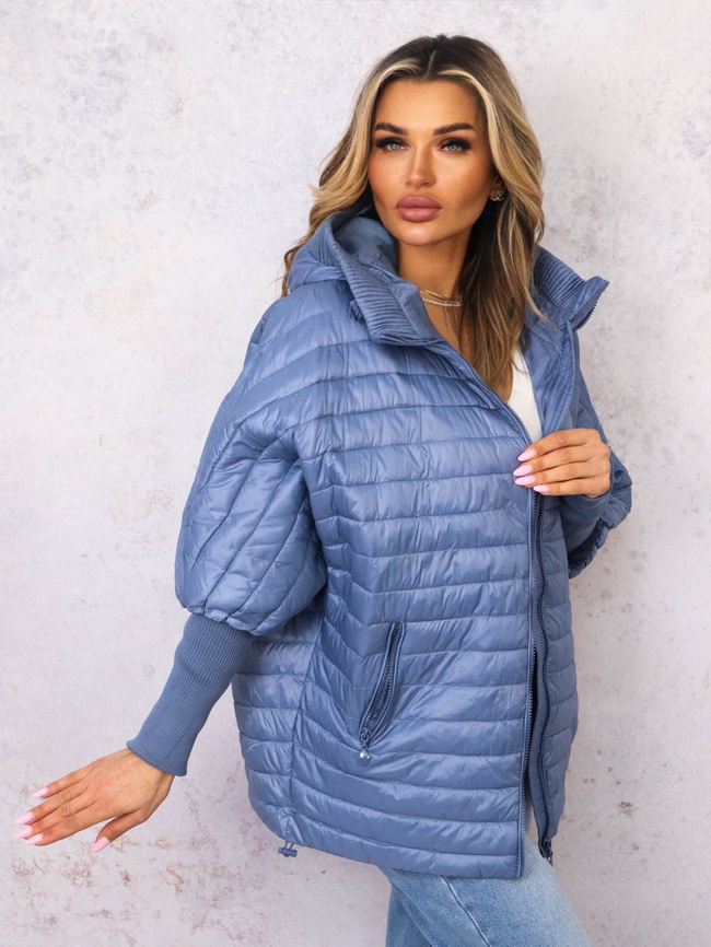 KURTKA PRZEJŚCIOWA O KROJU NIETOPERZA- NIEBIESKA