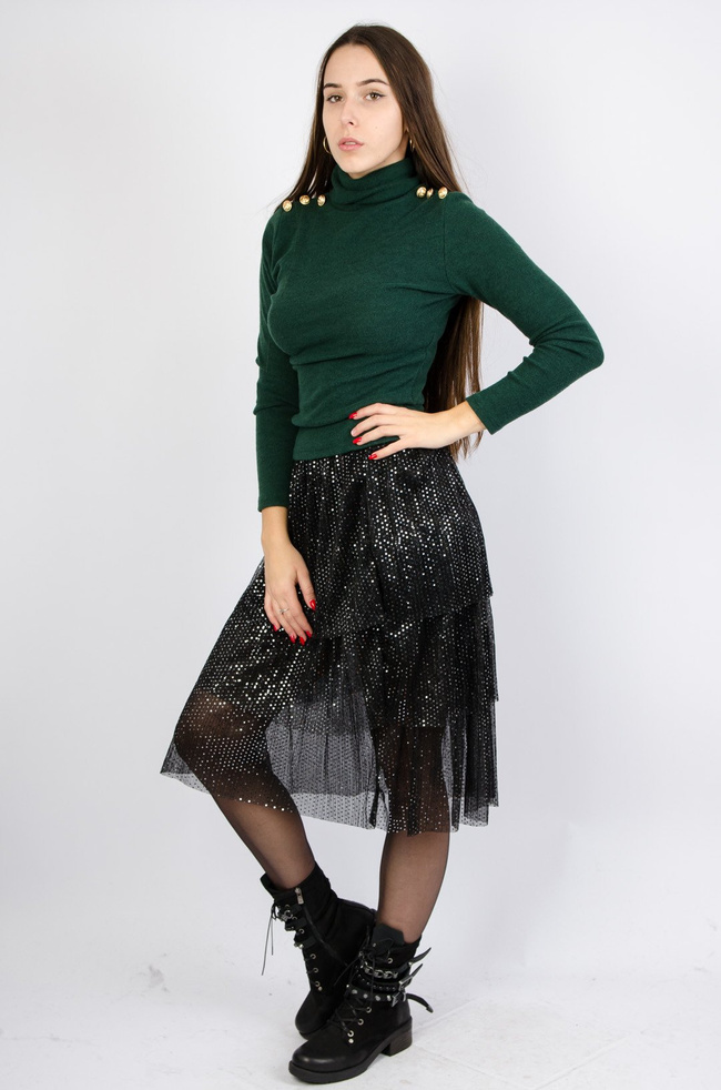 CZARNO-SREBRNA TIULOWA SPÓDNICA 