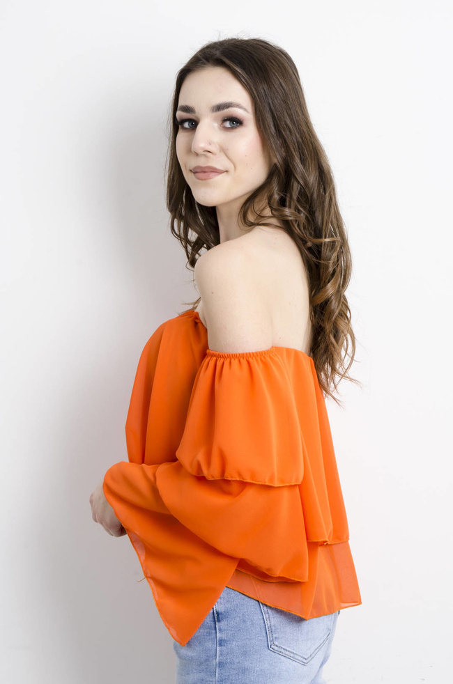 BLUZKA HISZPANKA NA DŁUGI RĘKAW - POMARAŃCZOWA