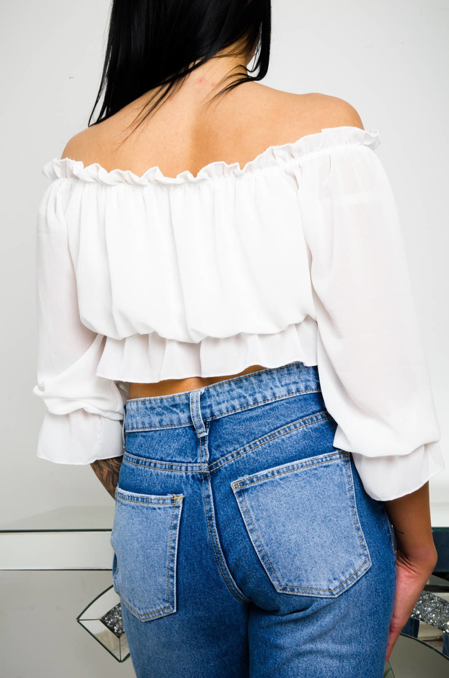 BIAŁA HISZPANKA CROP TOP