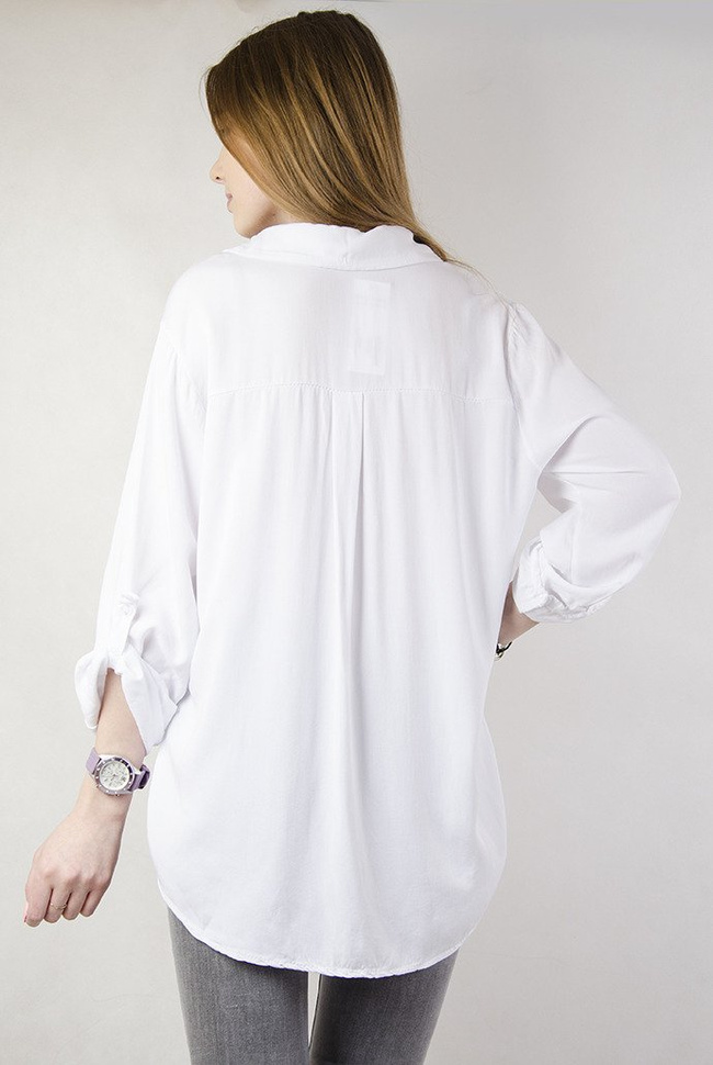 Biała koszula z flamingiem