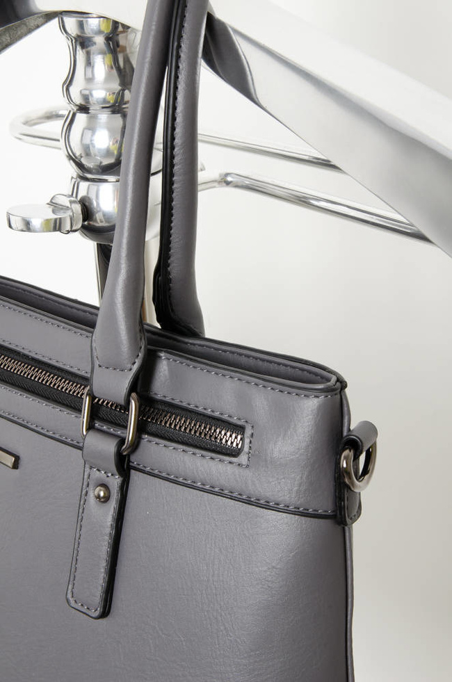 SZARA TOREBKA Z IMITACJI SKÓRY TYPU SHOPPER