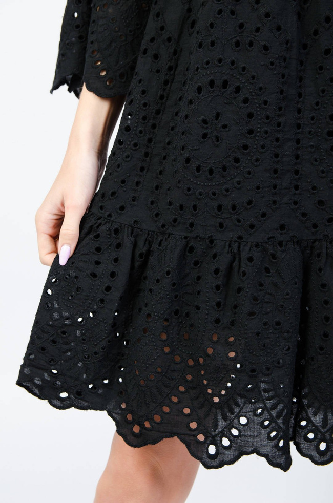 CZARNA AŻUROWA SUKIENKA