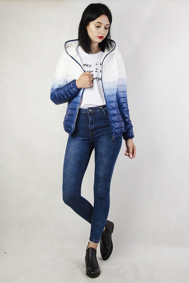 Kurtka pikowana biało-granatowa