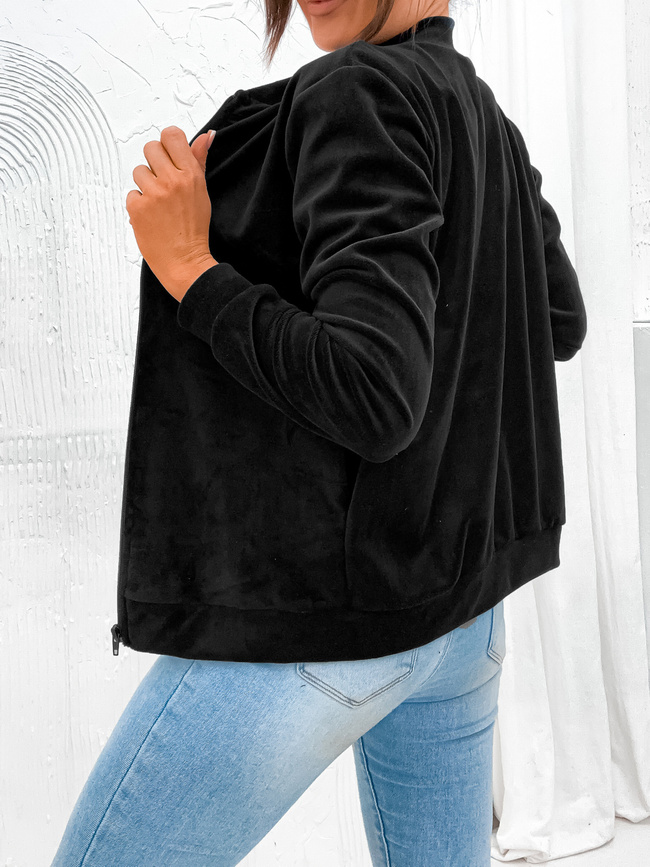 CZARNA WELUROWA BLUZA ZAPINANA NA ZAMEK