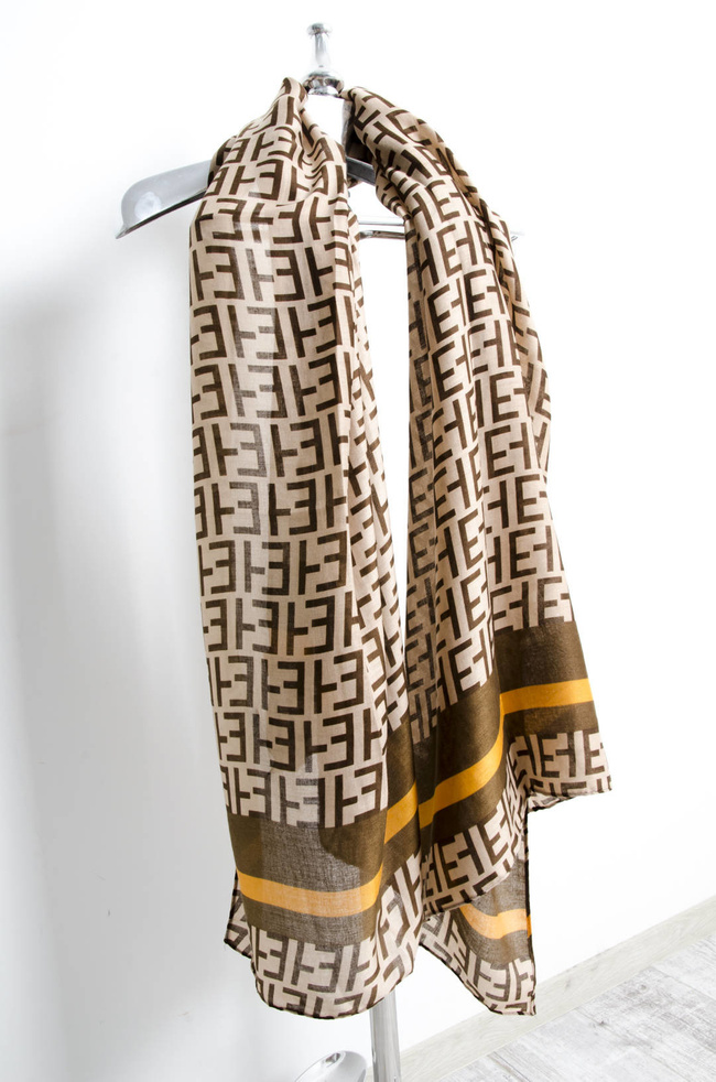 BEŻOWO-BRĄZOWY SZAL WE WZORY