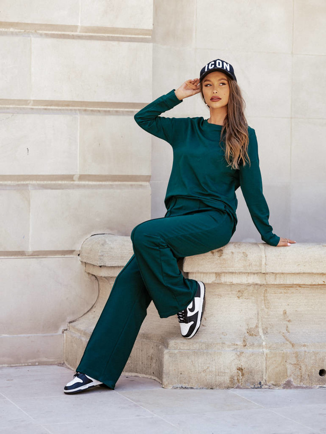 KOMPLET DRESOWY BLUZA+SPODNIE SZWEDY- BUTELKOWA ZIELEŃ