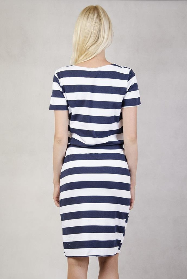 Sukienka w granatowo-białe paski