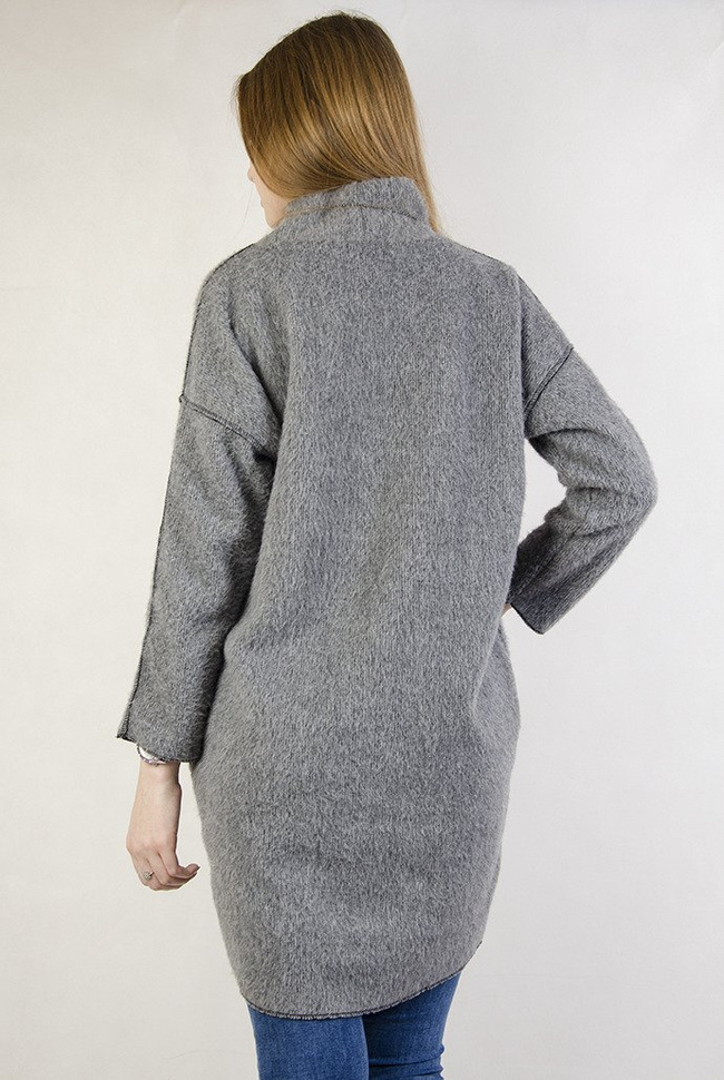 Włochata szara tunika z przeszyciami