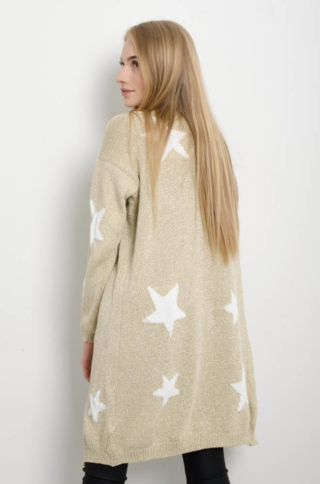 ZŁOTY SWETER NARZUTKA W GWIAZDKI