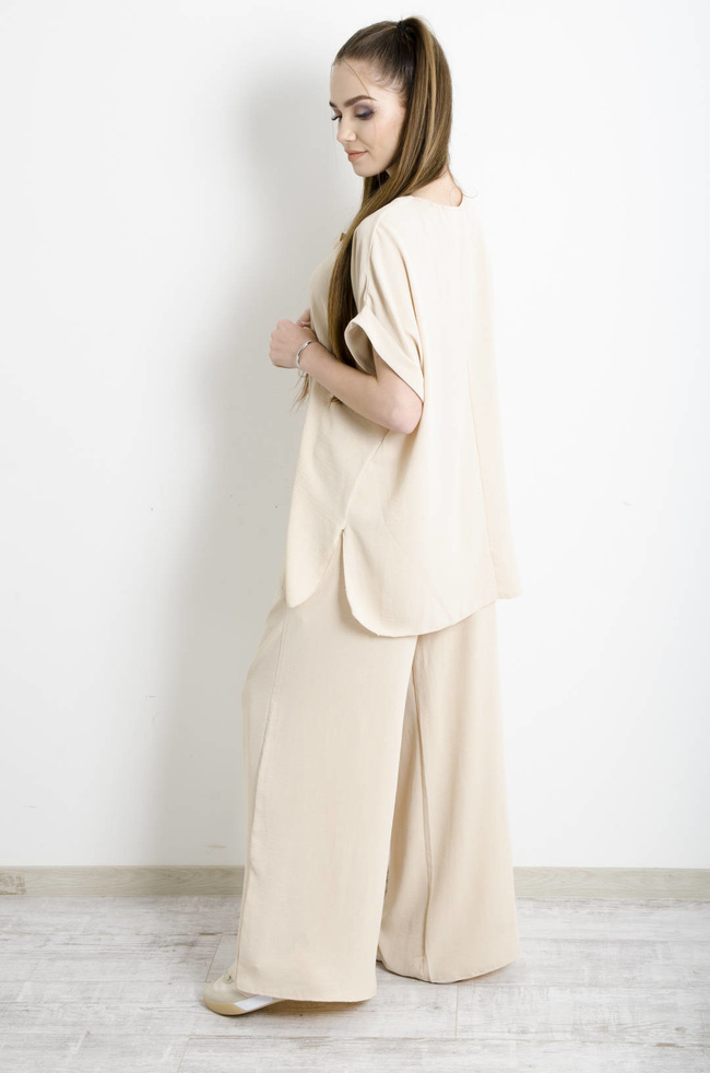 KOMPLET BEŻOWY Z OZDOBNYM WISIORKIEM 