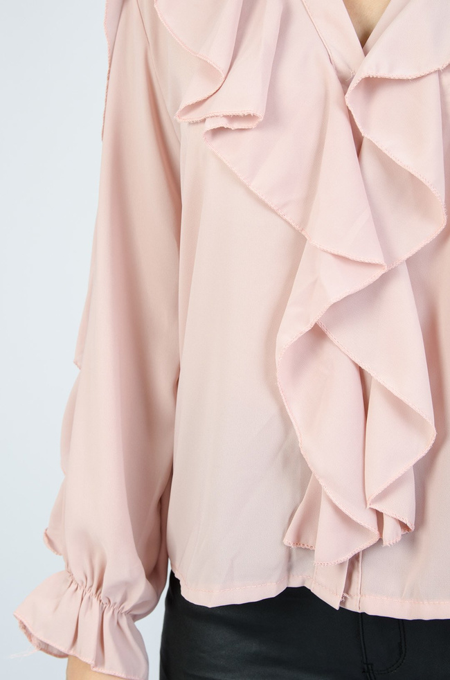 RÓŻOWA BLUZKA Z FALBANAMI  