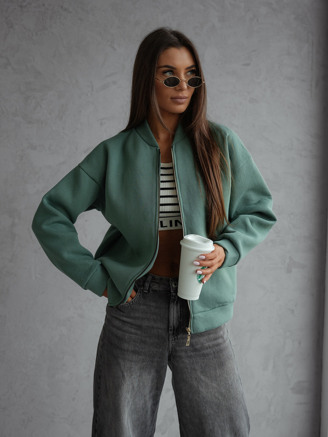 BLUZA BOMBERKA ZAPIANAN NA ZAMEK- ZIELONA