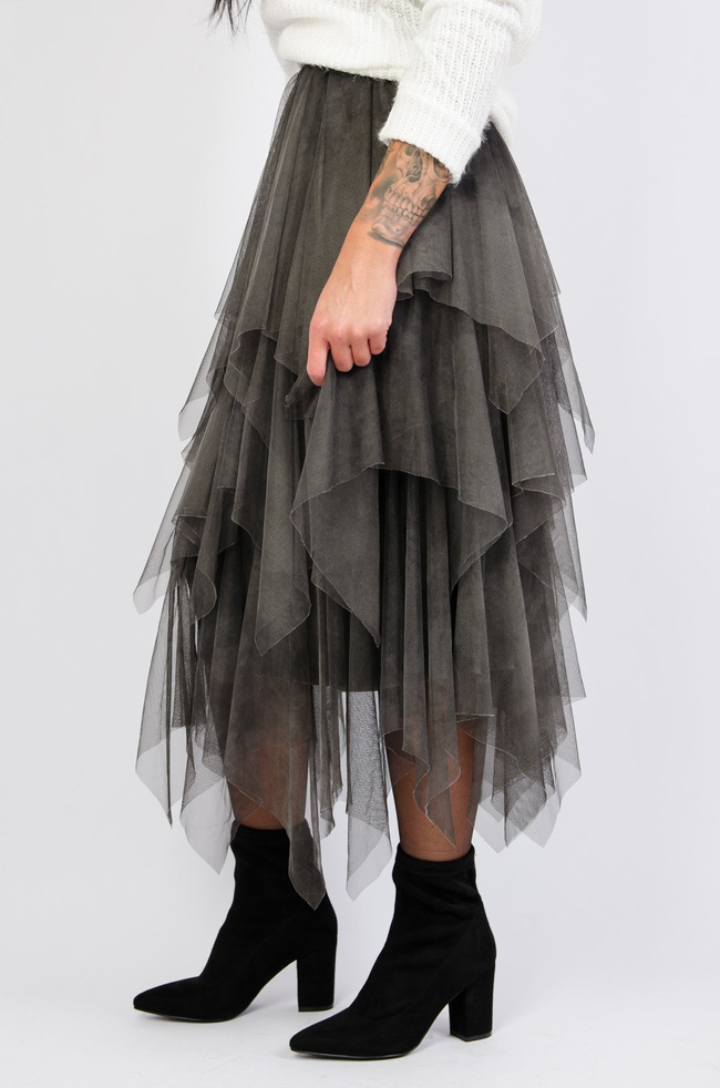 SZARA SPÓDNICA Z TIULU